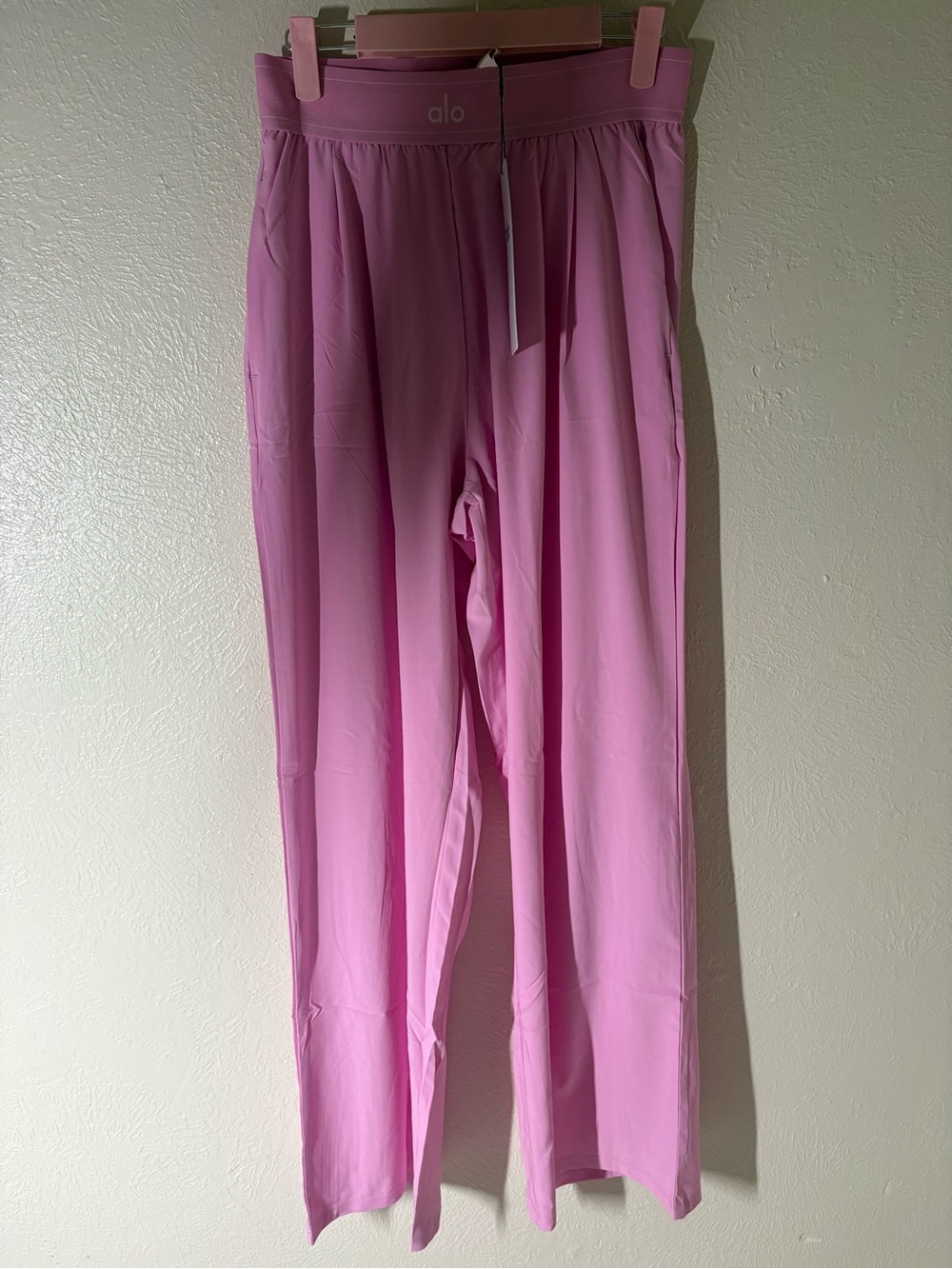 ALO Yoga Relaxed High-Rise Wide Leg Track Pants in Light Pink